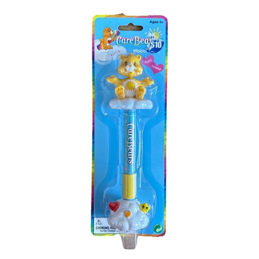 Vintage Care Bears Wobble Pen FUNSHINE BEAR New 2002 Bobble Head Figure Novelty